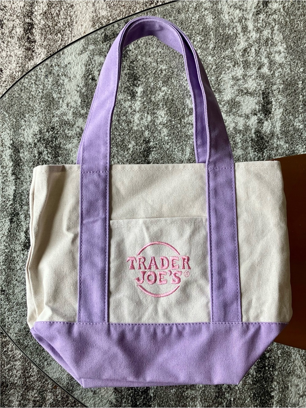 Trader Joe's Lavender & Cream Canvas Tote